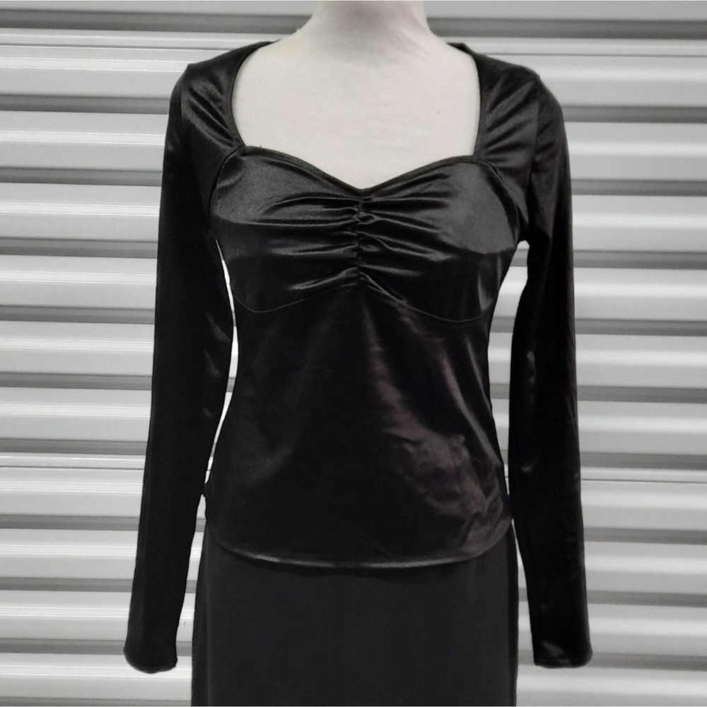 Marc New York Black Top Womens Size Small Long Sleeve Pullover Blouse Ladies